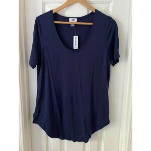 NWT Old Navy Short Sleeve Top Relax Curve Hem Lost at Sea Navy Size Large